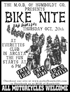 M.O.B. of Humboldt Bike Nite Oct 2016 poster