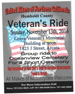 Humboldt County Veteran's Ride 2016