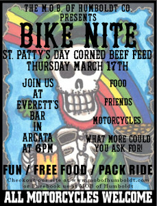 M.O.B. of Humboldt St. Patty's Day Bike Nite - thu mar 17, 2016